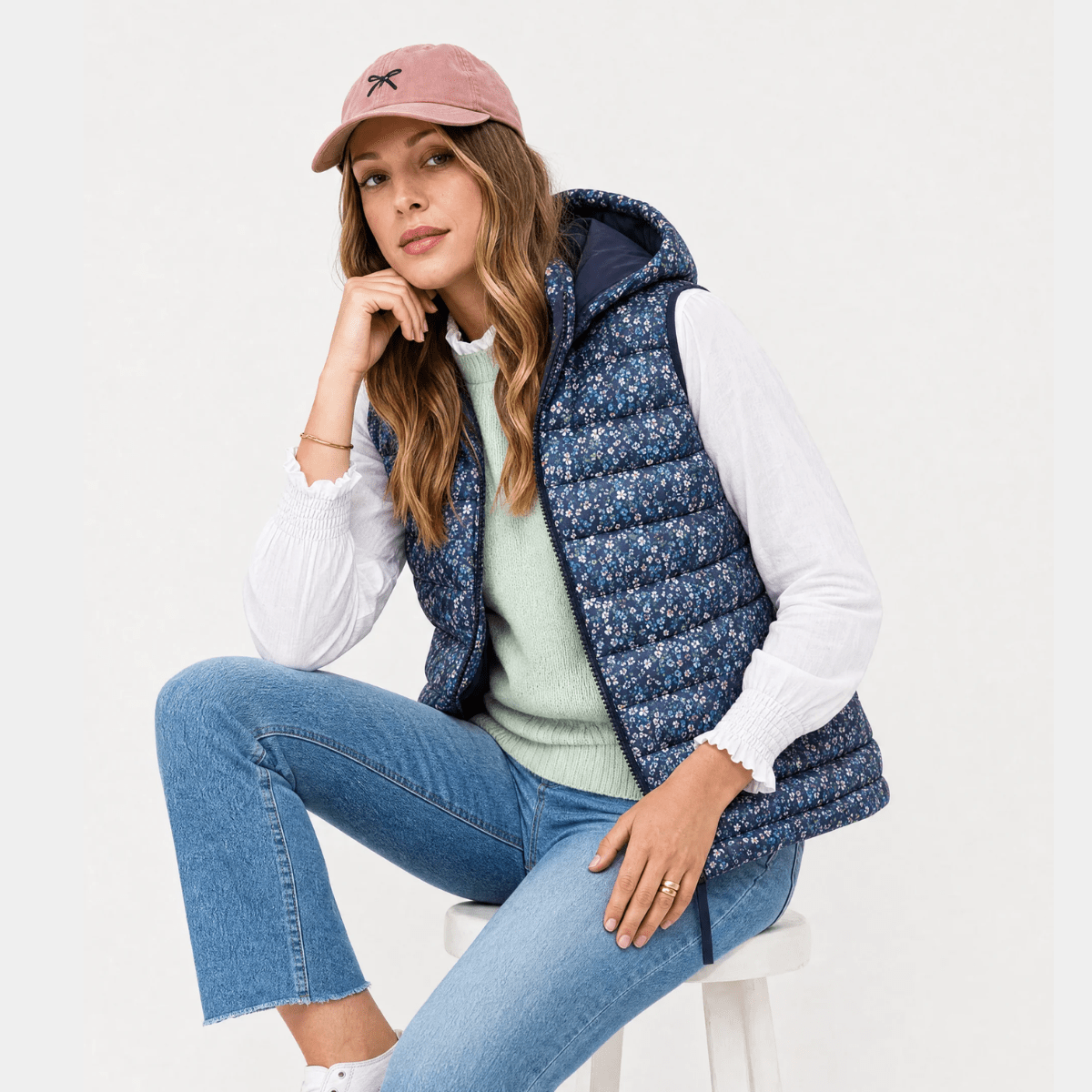 Ladies Floral Printed Crew Gilet from You Know Who's