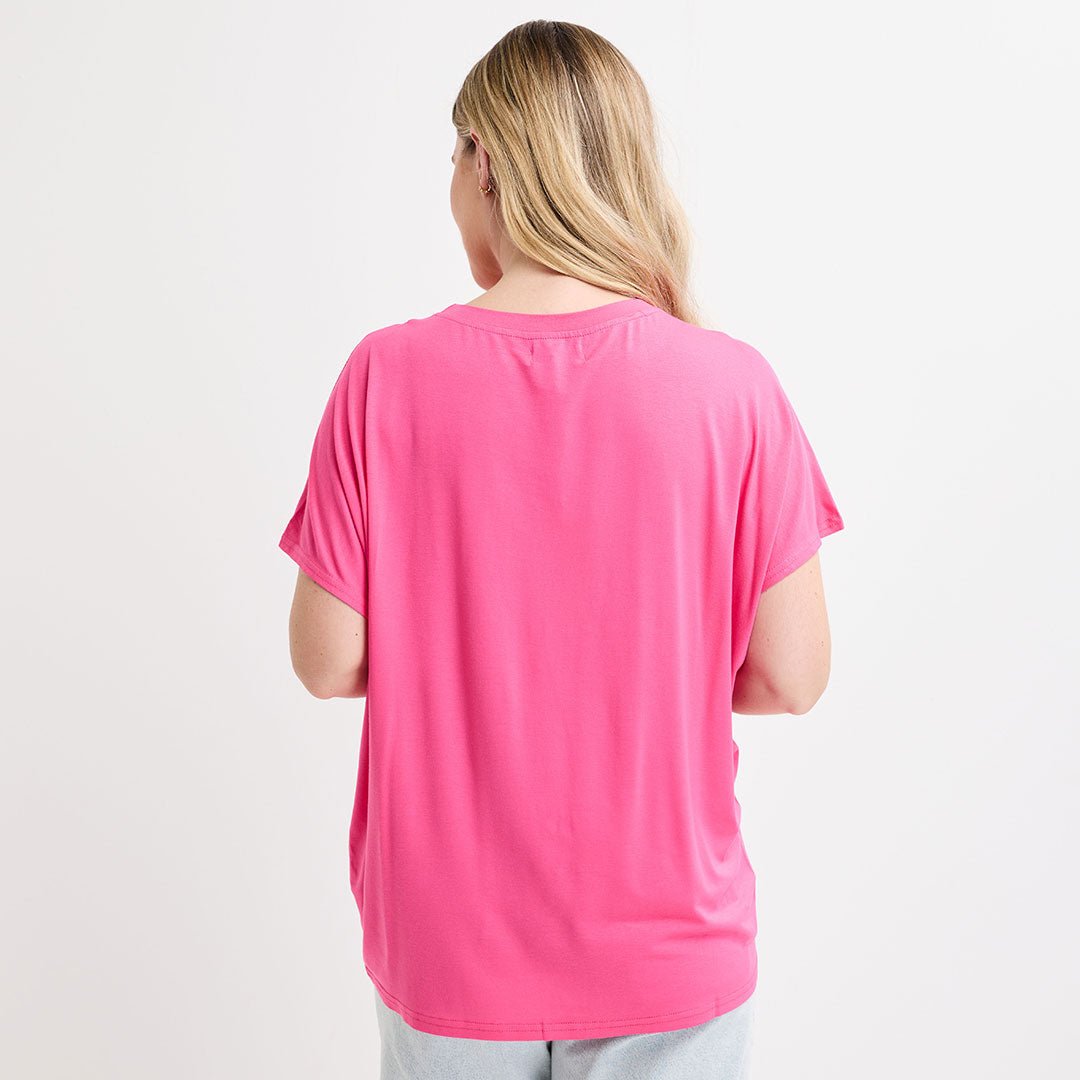 Ladies Fuchsia Daisy Diamonte Top from You Know Who's