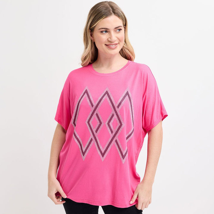Ladies Fuchsia Diamond Diamonte Top from You Know Who's