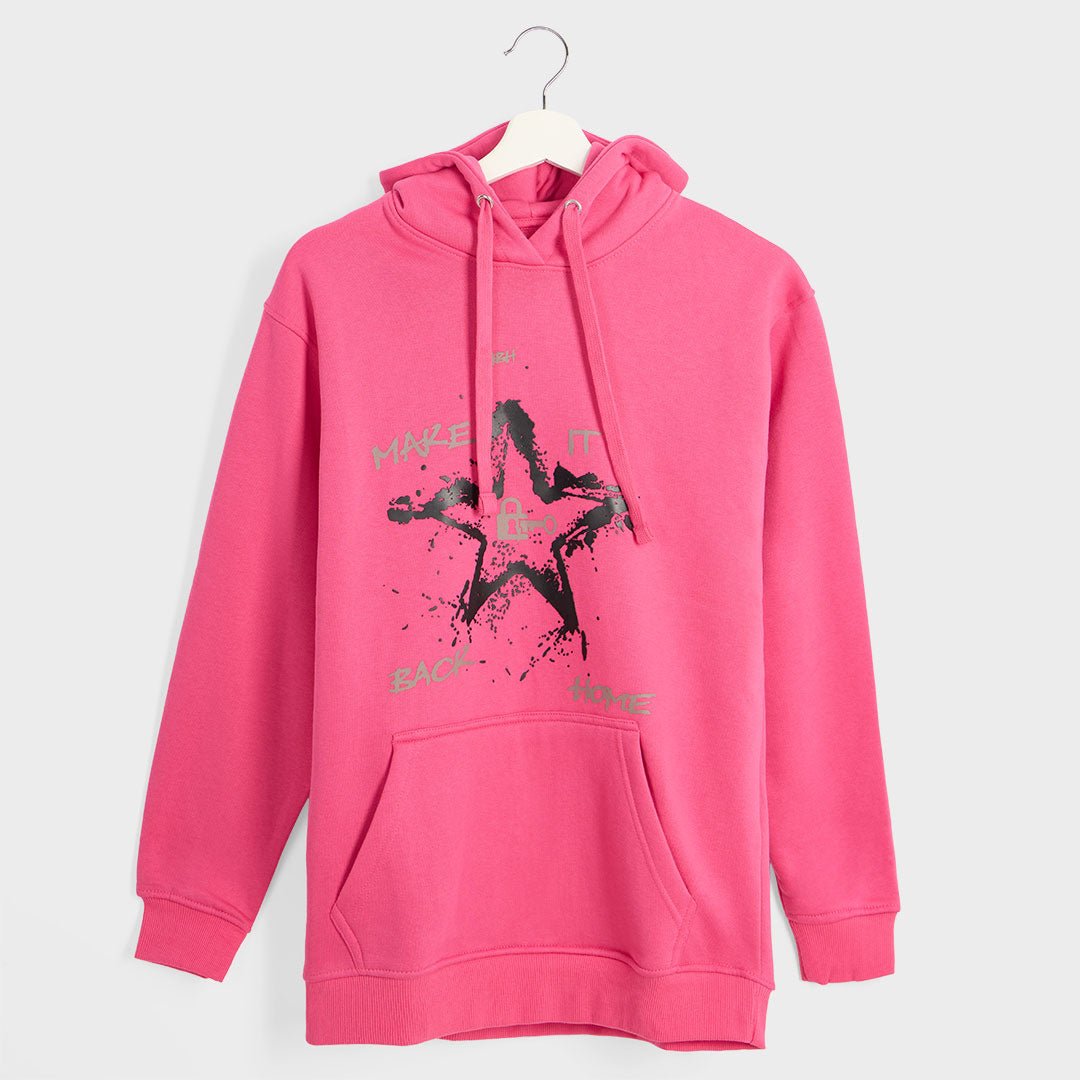 Ladies Fuchsia Star Make It Back Hoodie from You Know Who's