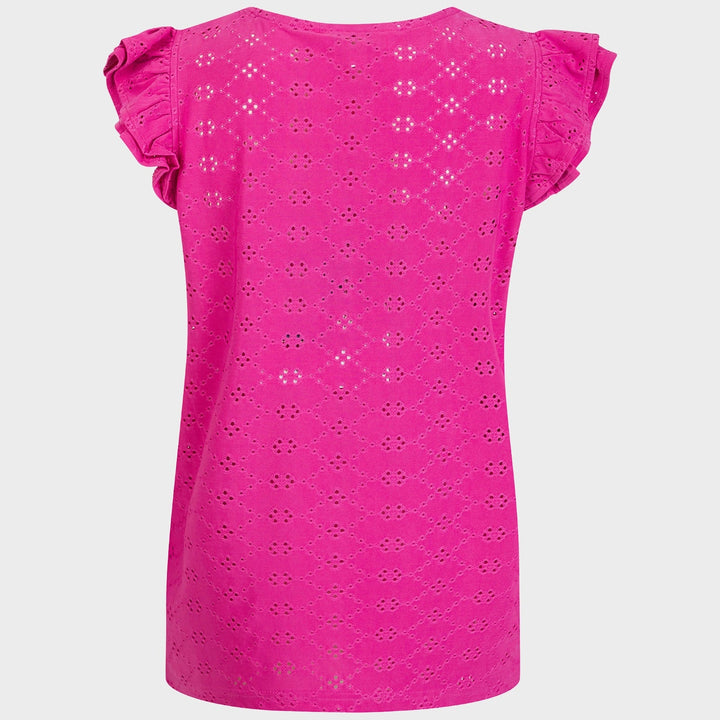 Ladies Fuschia Floral Ruffle Sleeve Top from You Know Who's