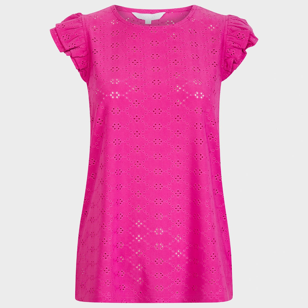 Ladies Fuschia Floral Ruffle Sleeve Top from You Know Who's