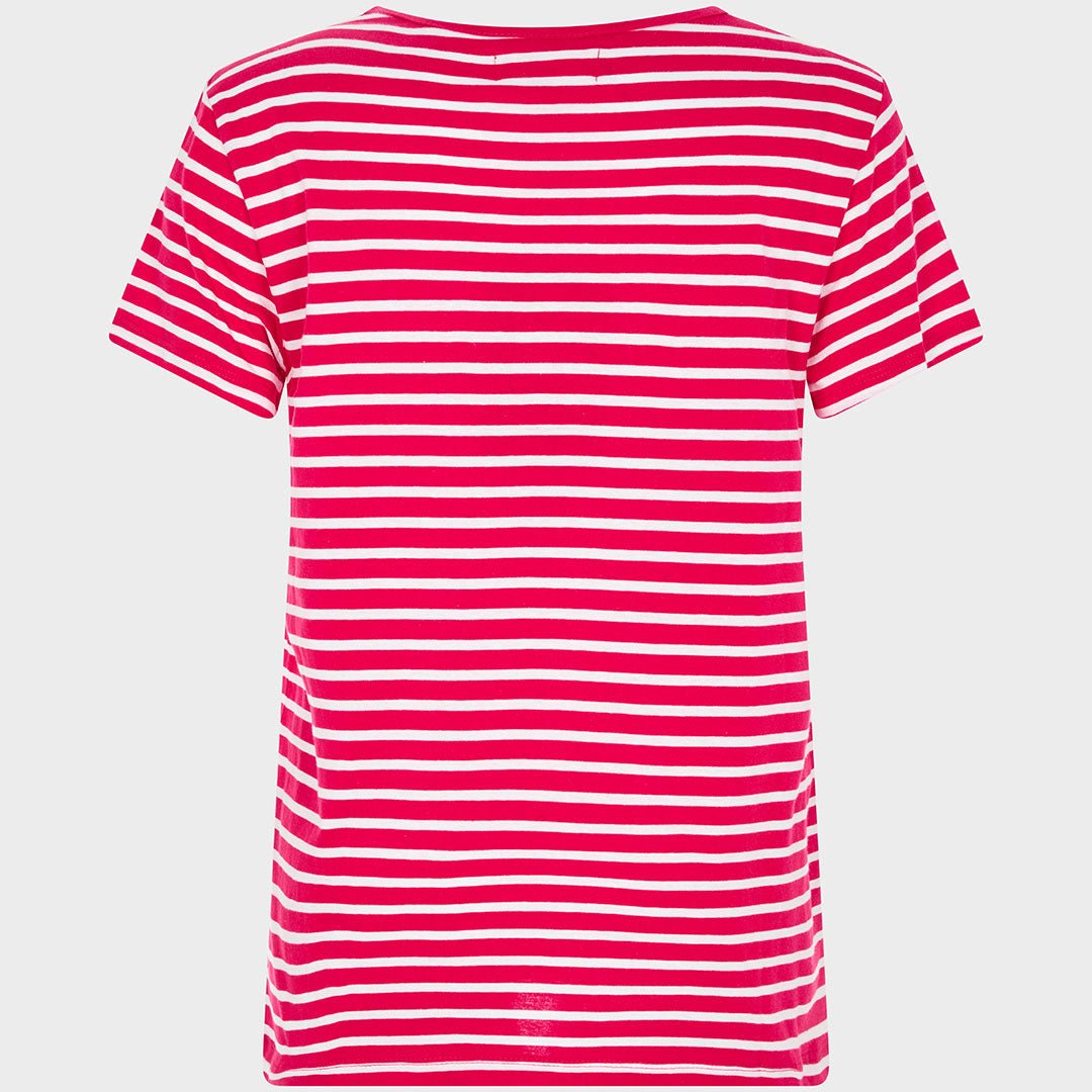 Ladies Fuschia Striped T - Shirt from You Know Who's