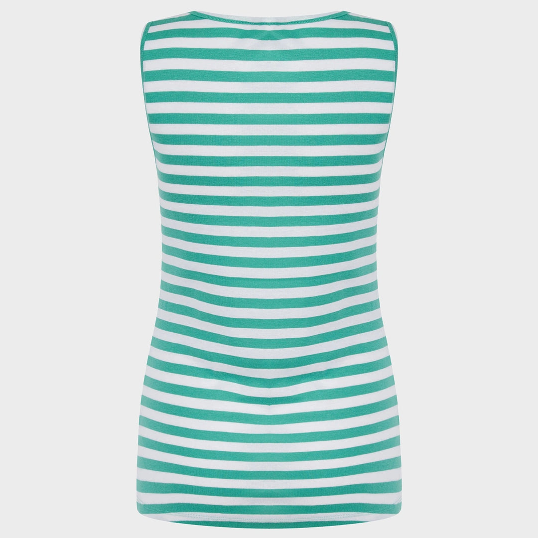 Ladies Green and White Scoop V Neck Vest from You Know Who's