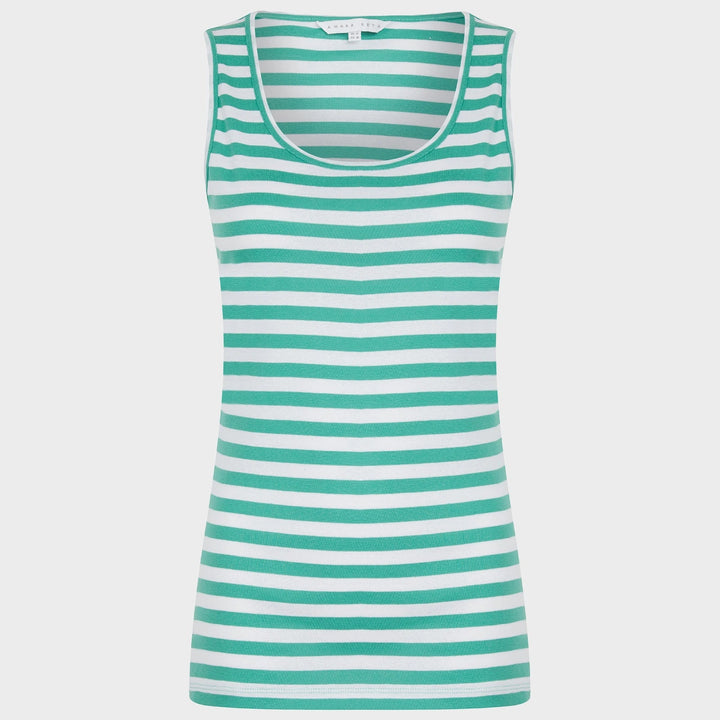 Ladies Green and White Scoop V Neck Vest from You Know Who's