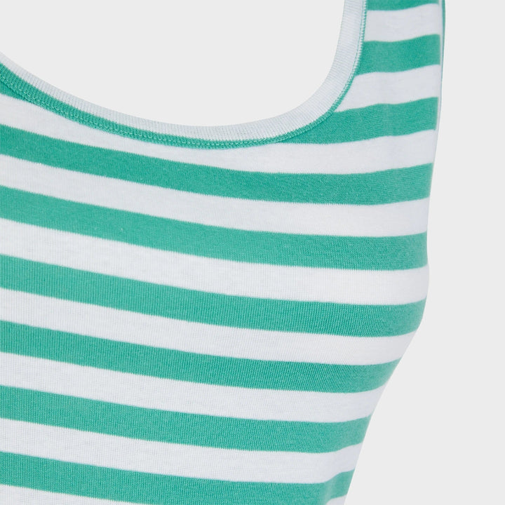 Ladies Green and White Scoop V Neck Vest from You Know Who's