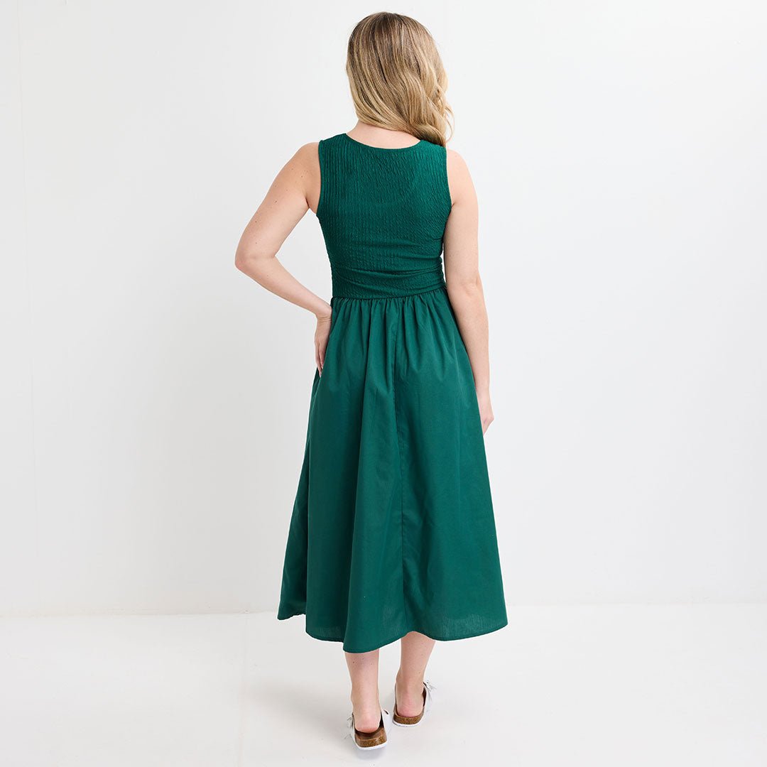 Ladies Green Contrast Plisse Dress from You Know Who's