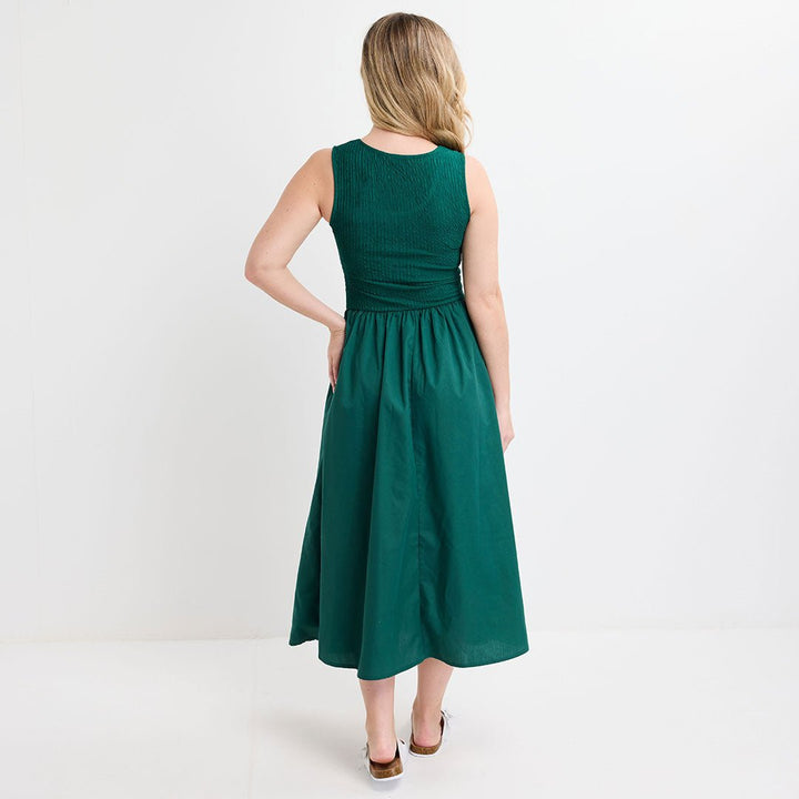 Ladies Green Contrast Plisse Dress from You Know Who's