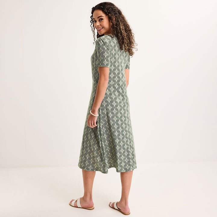 Ladies Green Crinkle Tile Jersey Printed Dress from You Know Who's