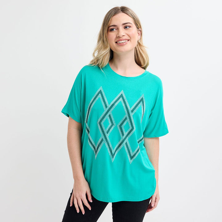 Ladies Green Diamond Diamonte Top from You Know Who's