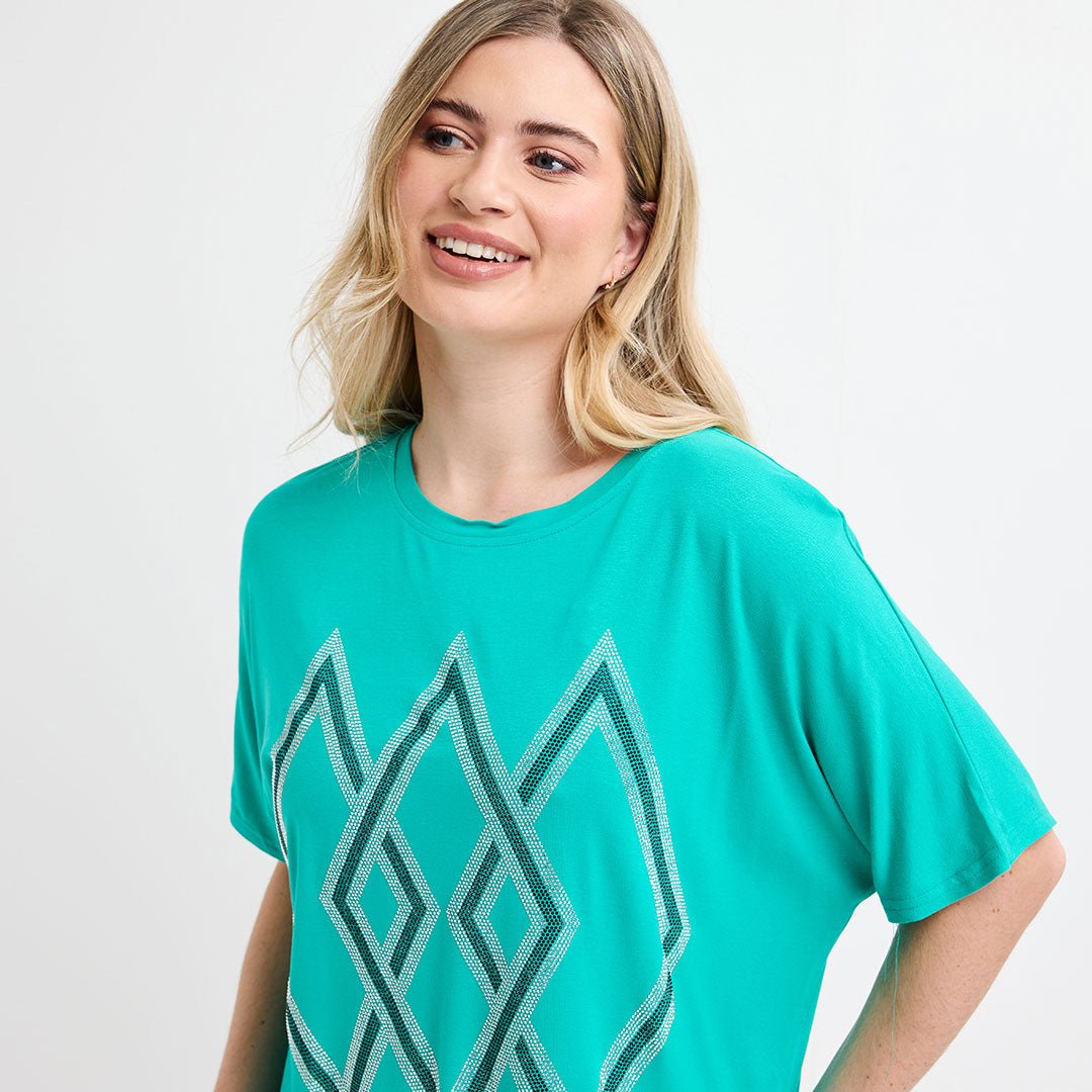Ladies Green Diamond Diamonte Top from You Know Who's