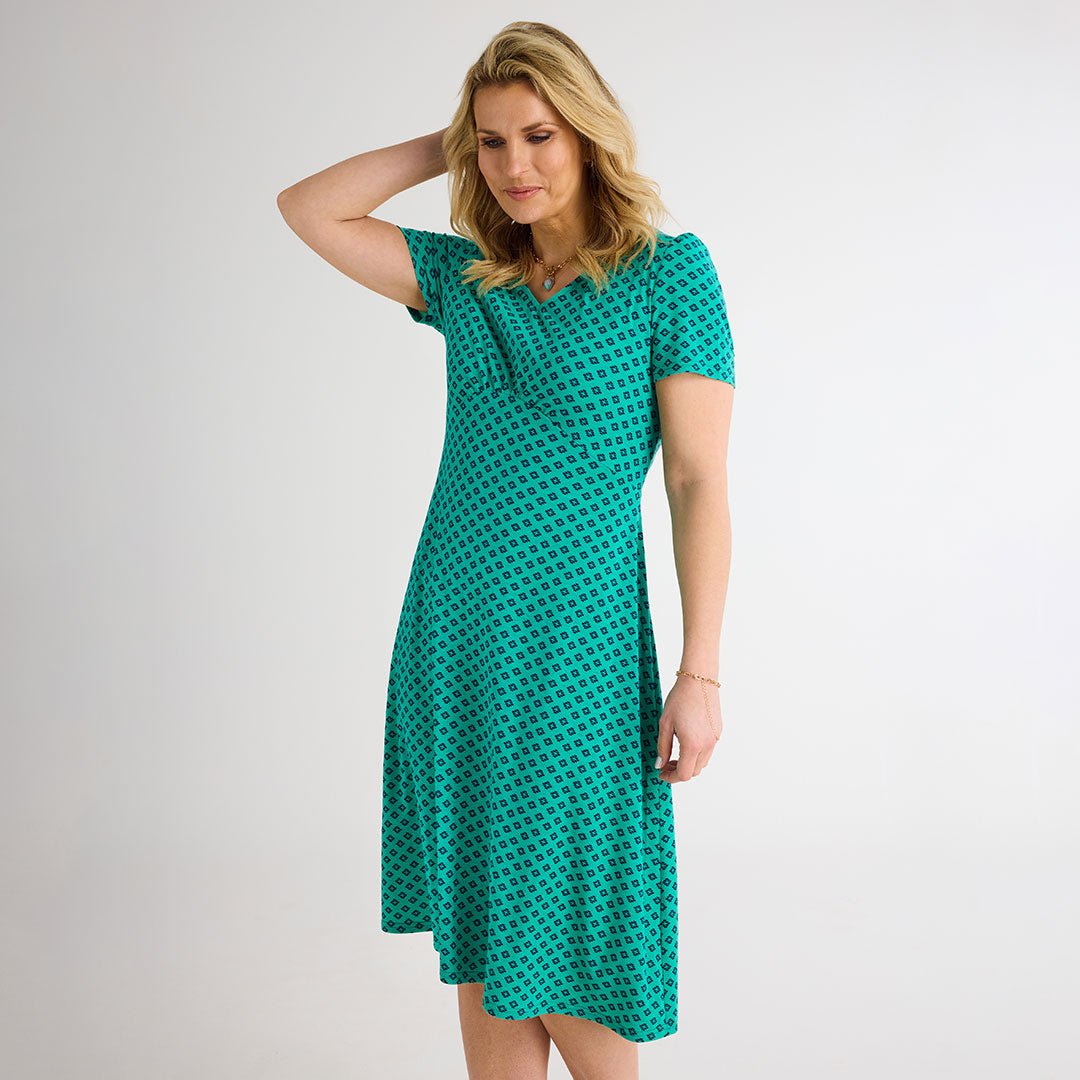 Ladies Green Diamond Print Dress from You Know Who's