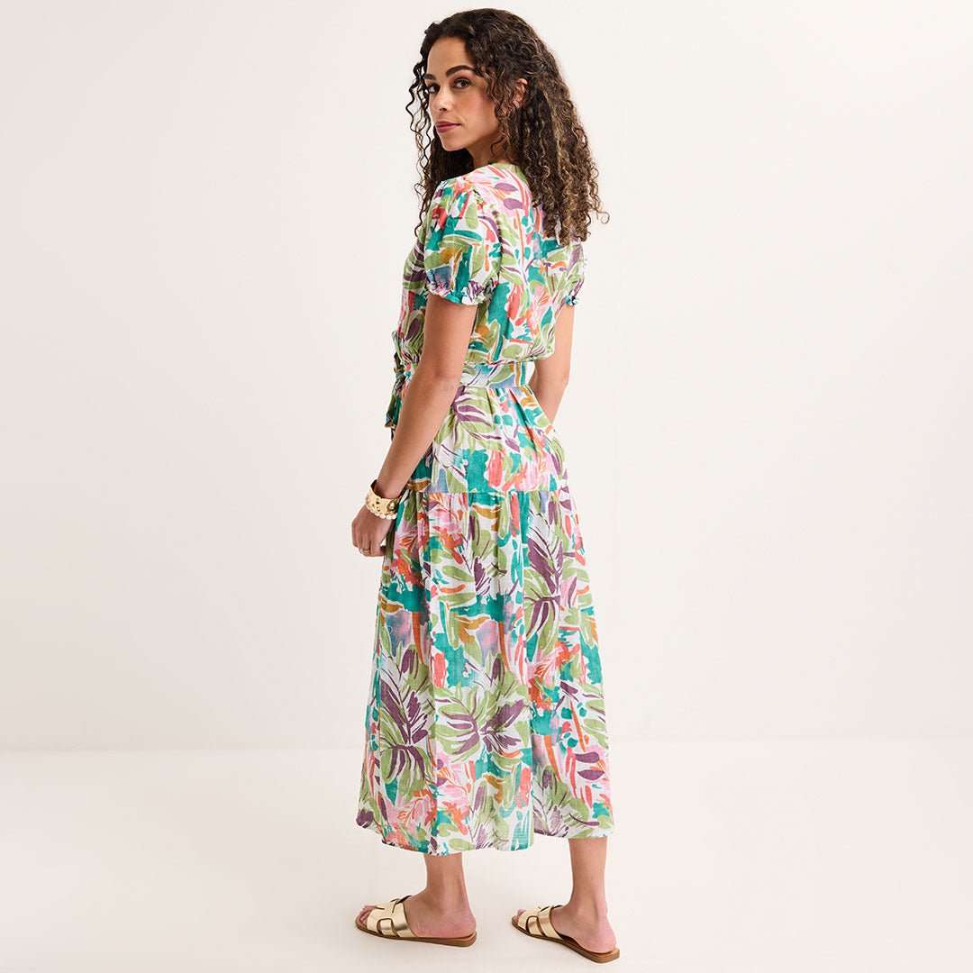 Ladies Green Floral Floral V Neck Tie Waist Maxi Dress from You Know Who's