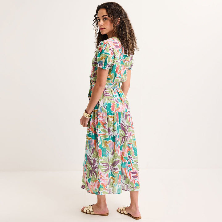 Ladies Green Floral Floral V Neck Tie Waist Maxi Dress from You Know Who's