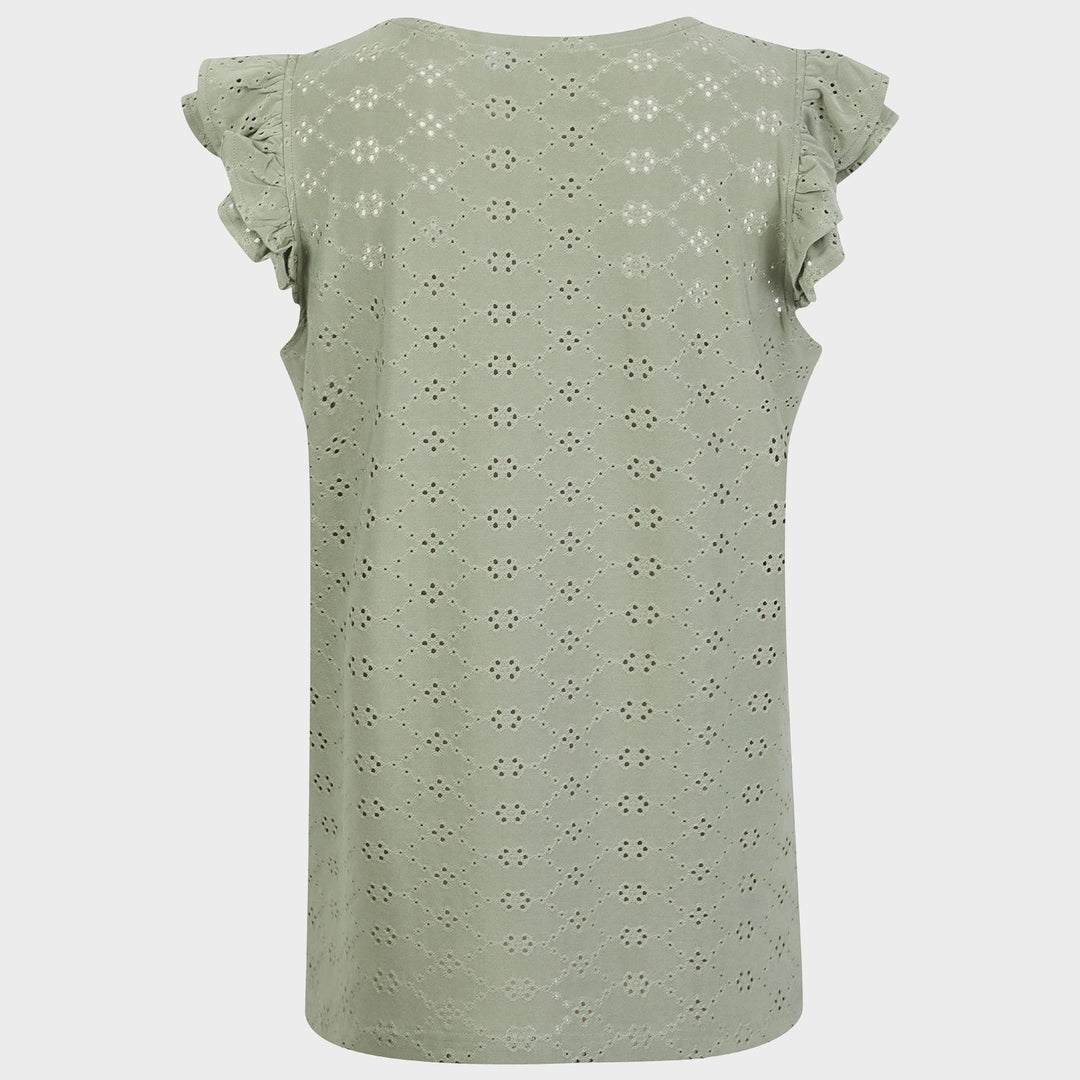 Ladies Green Flower Ruffle Sleeve Top from You Know Who's