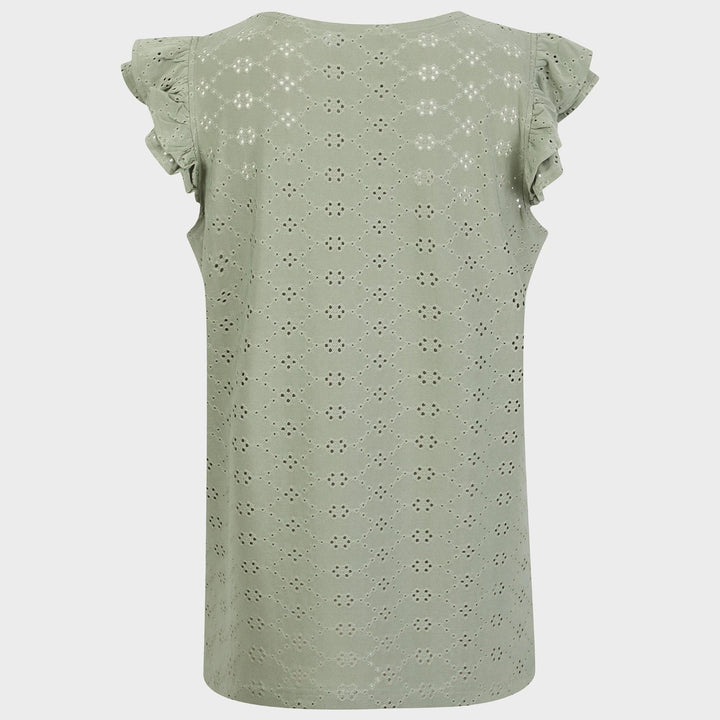 Ladies Green Flower Ruffle Sleeve Top from You Know Who's