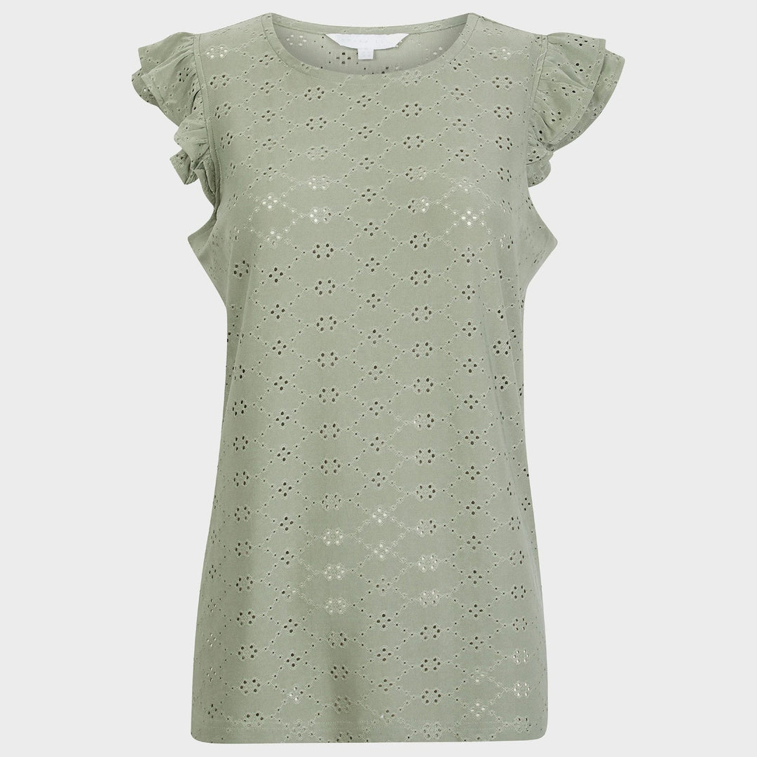 Ladies Green Flower Ruffle Sleeve Top from You Know Who's