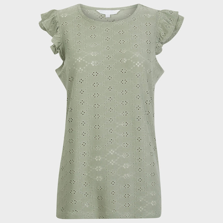 Ladies Green Flower Ruffle Sleeve Top from You Know Who's