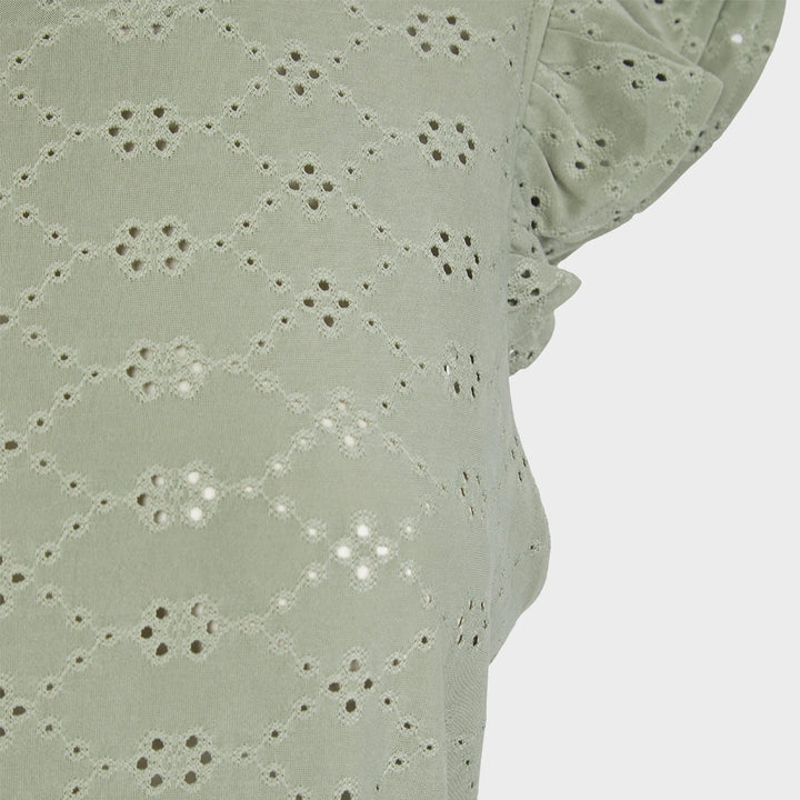 Ladies Green Flower Ruffle Sleeve Top from You Know Who's
