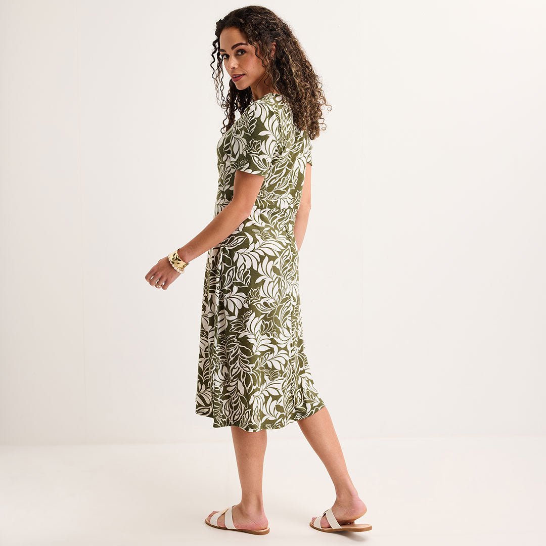 Ladies Green Leaf Jersey Printed Dress from You Know Who's