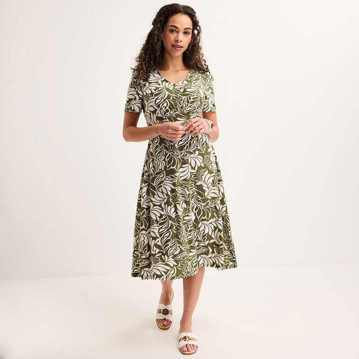 Ladies Green Leaf Jersey Printed Dress from You Know Who's