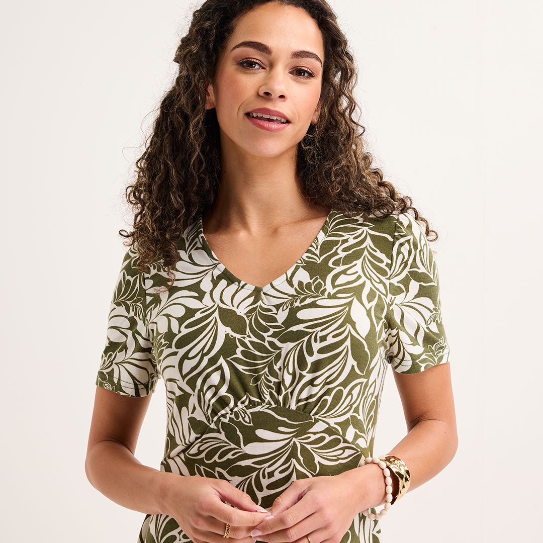 Ladies Green Leaf Jersey Printed Dress from You Know Who's
