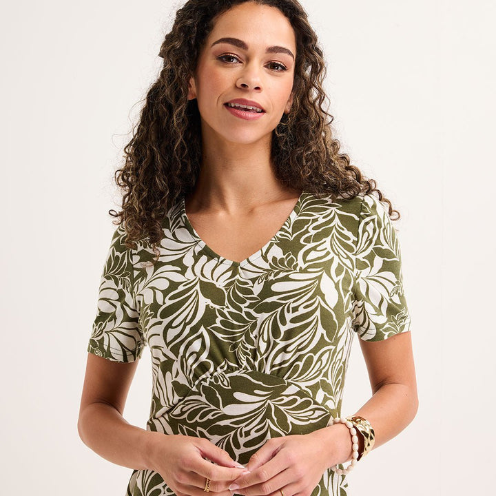 Ladies Green Leaf Jersey Printed Dress from You Know Who's