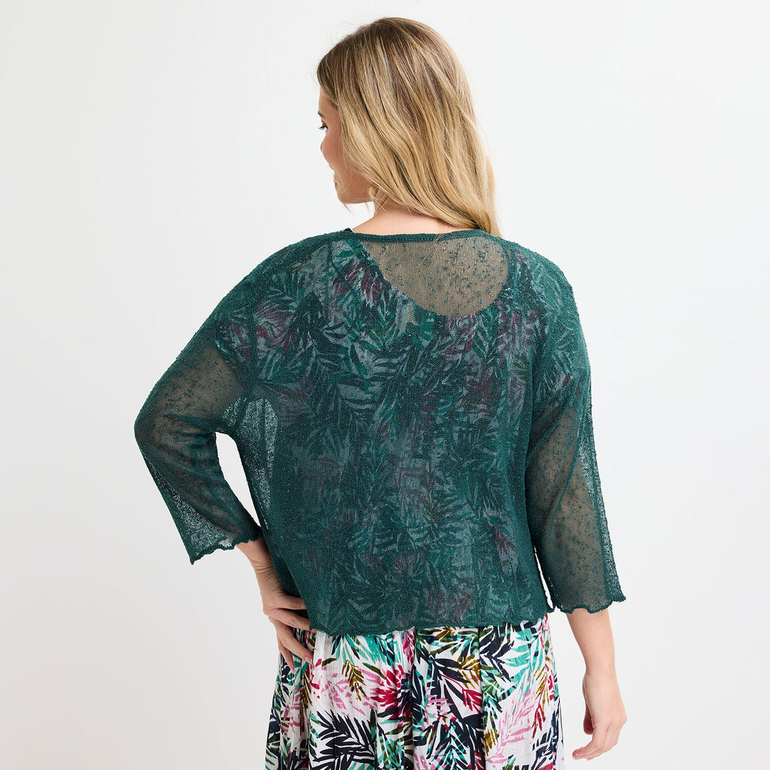 Ladies Green Popcorn Waterfall Knit Cardigan from You Know Who's
