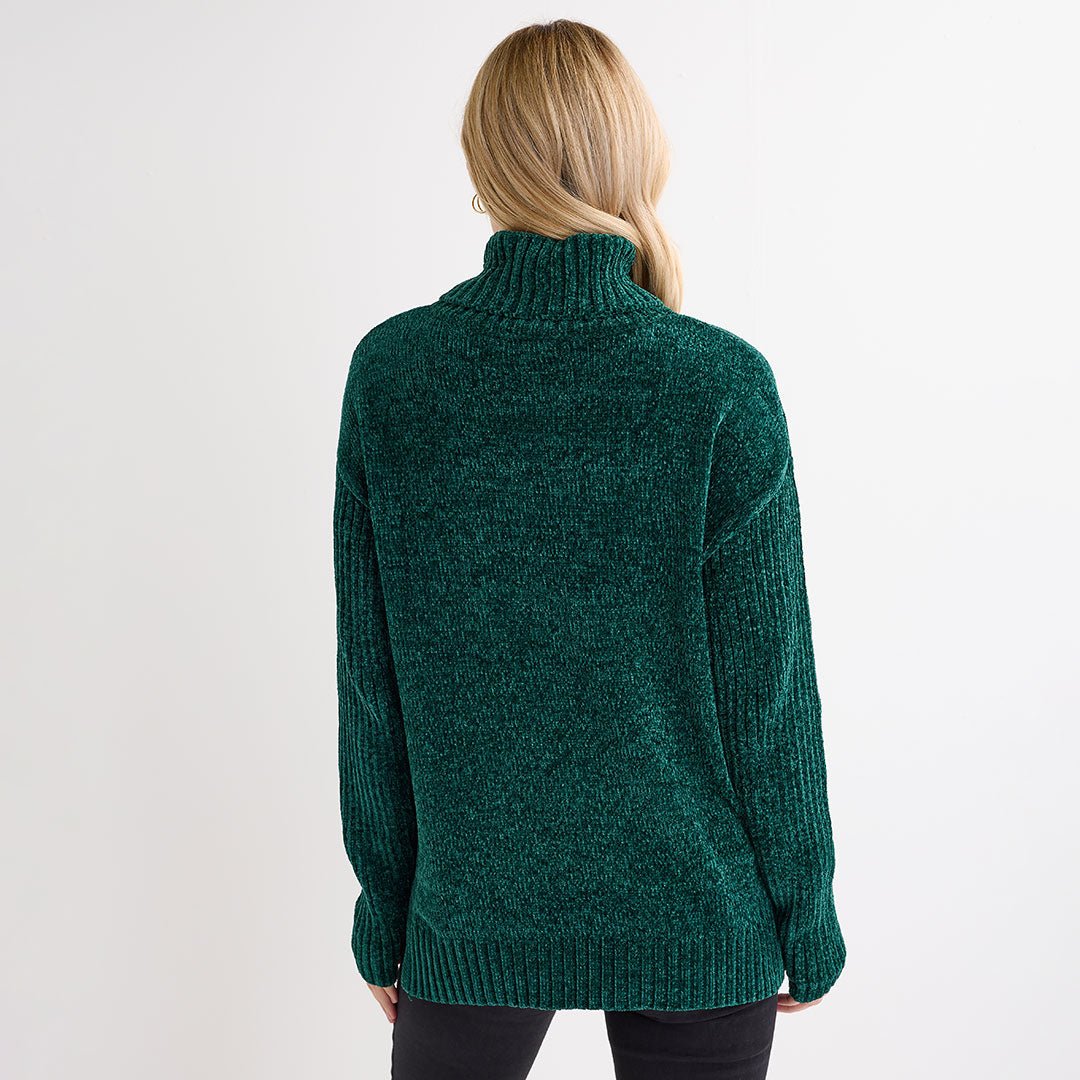 Ladies Green Roll Neck Knitted Jumper from You Know Who's