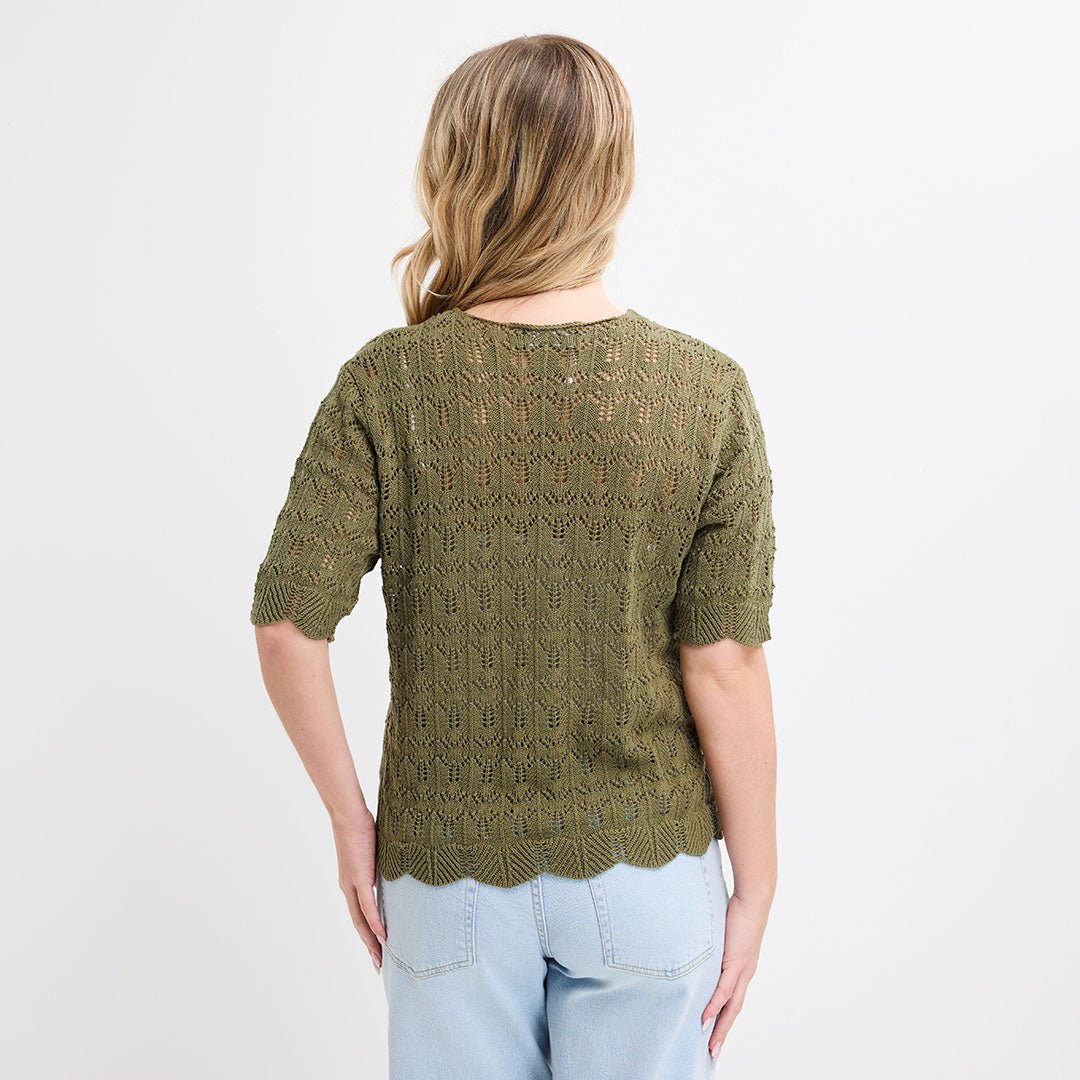Ladies Green Short Sleeve Bow Cardigan from You Know Who's