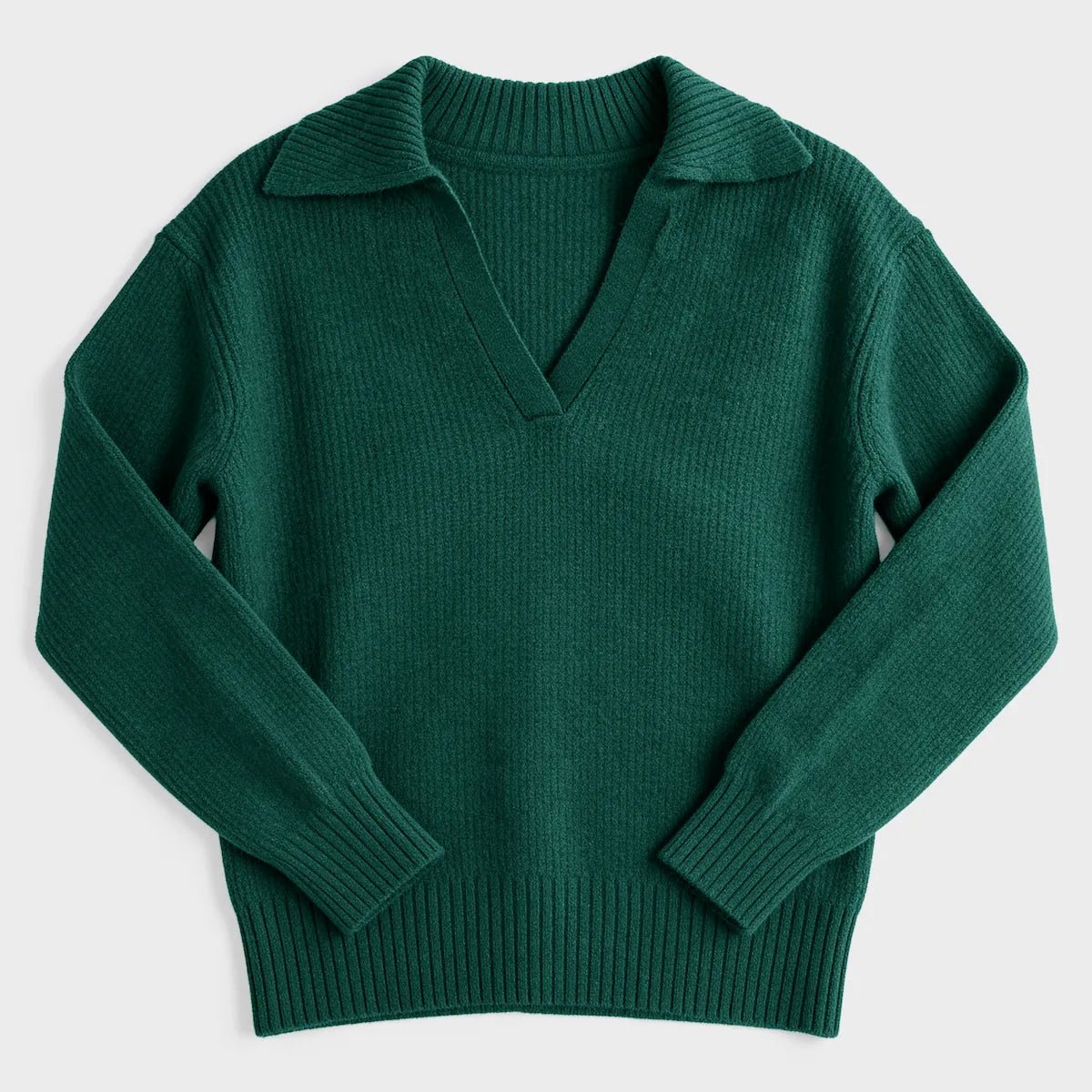Ladies Green V - Neck Collared Jumper from You Know Who's