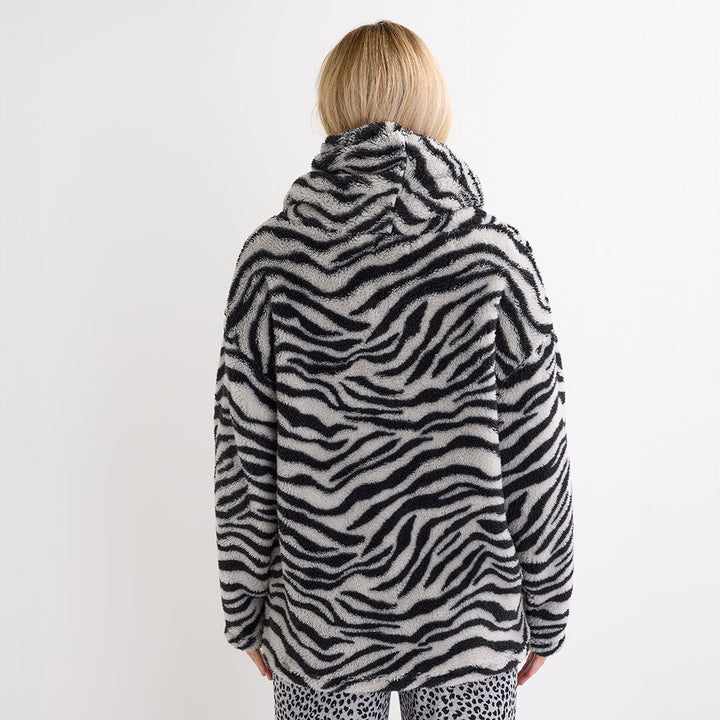 Ladies Grey Animal Cowl Neck Fleece Top from You Know Who's
