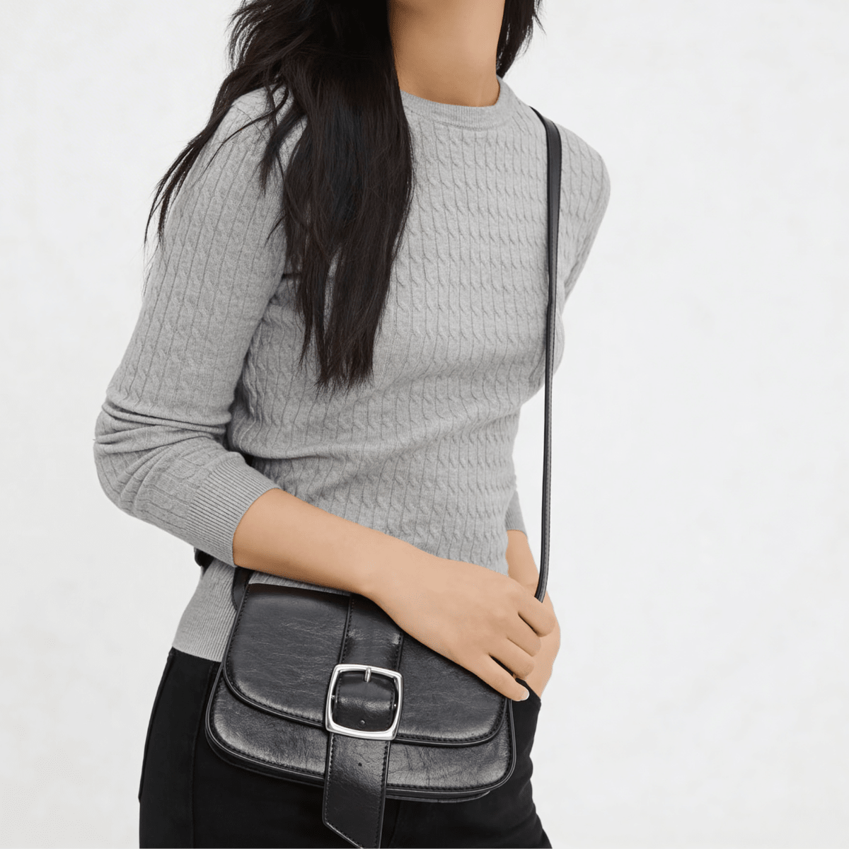 Ladies Grey Baby Cable Knit Jumper from You Know Who's