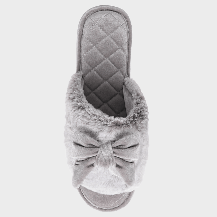 Ladies Grey Bow Plush Slider from You Know Who's