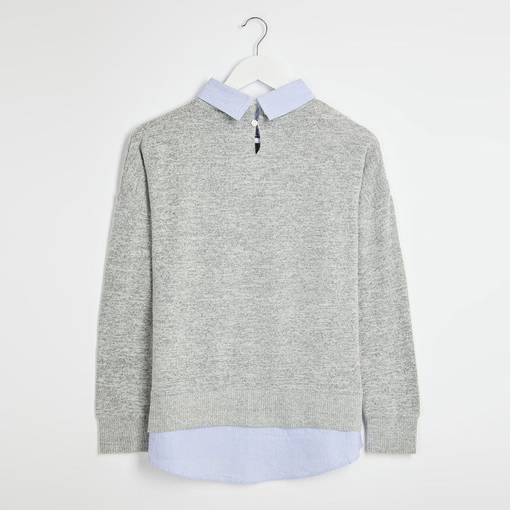 Ladies Grey Jumper With Shirt Insert from You Know Who's