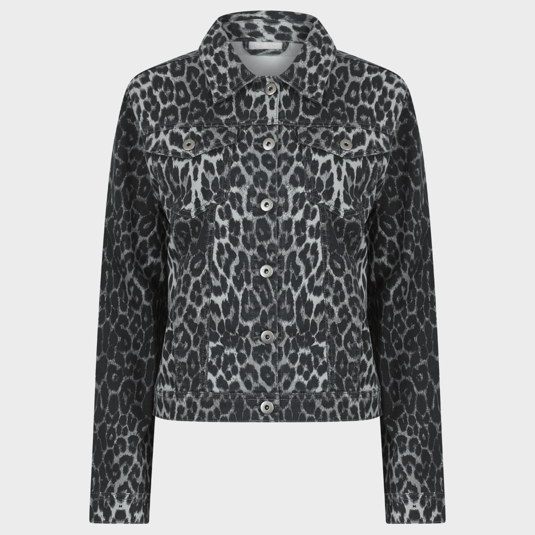 Ladies Grey Leopard Denim Jacket from You Know Who's