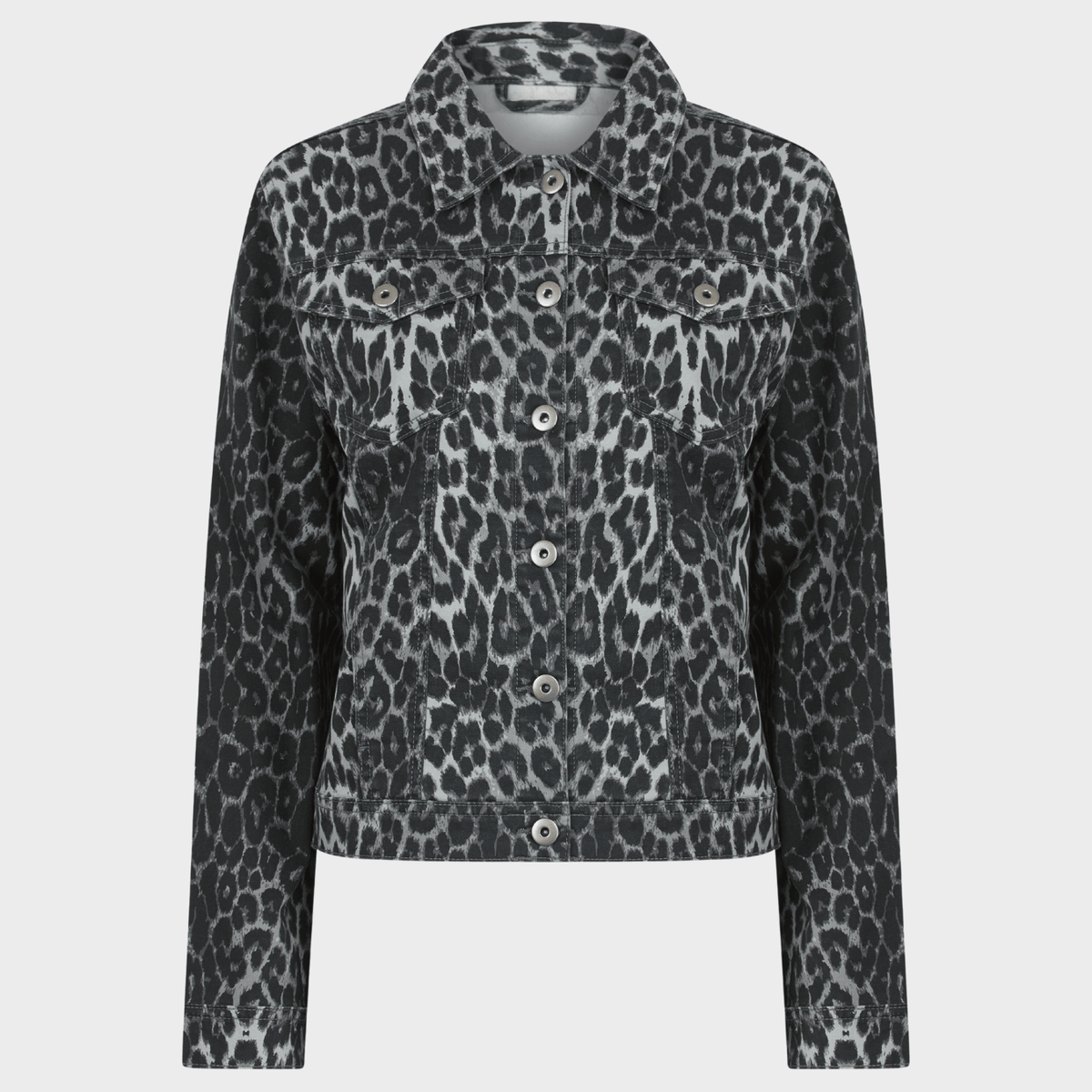 Ladies Grey Leopard Denim Jacket from You Know Who's