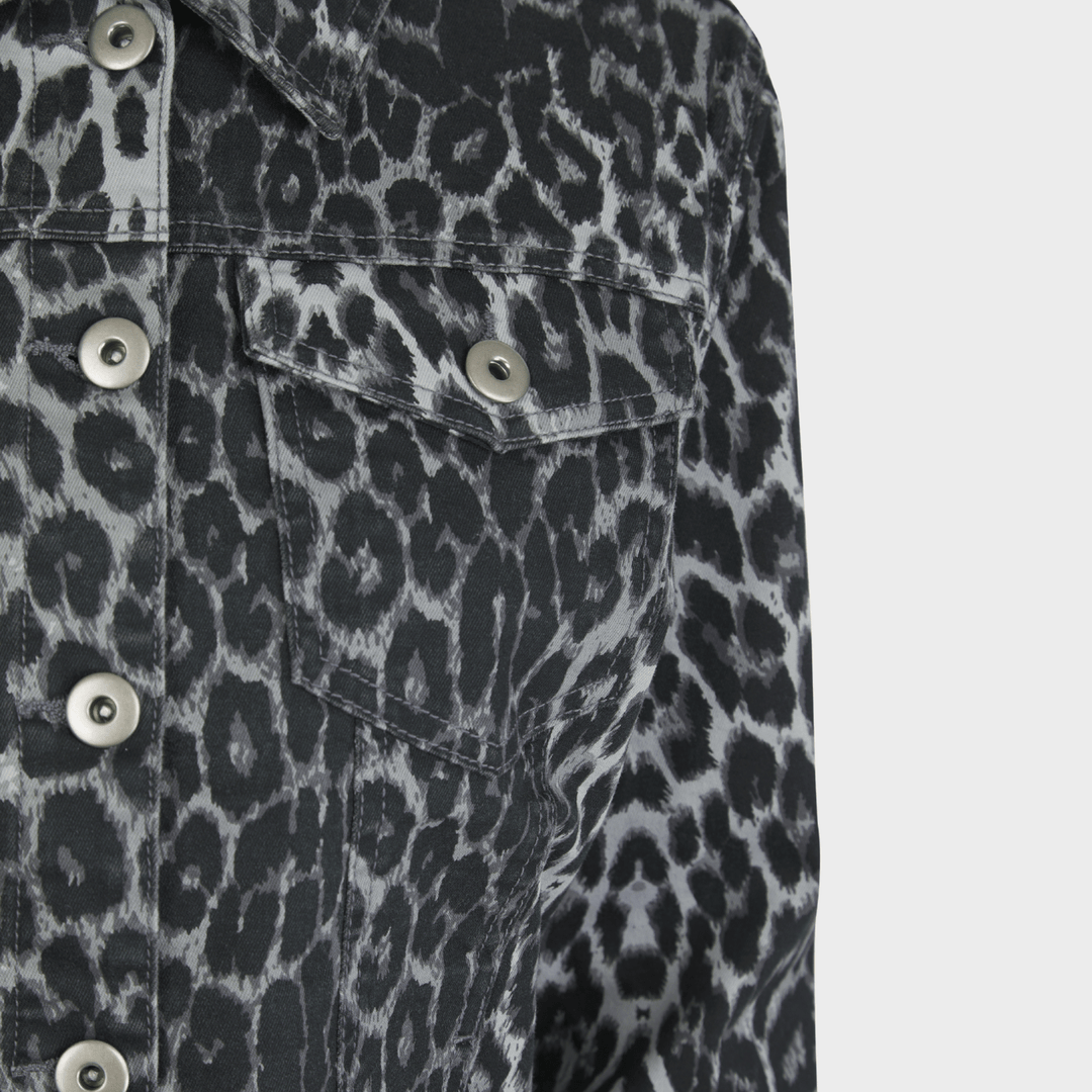 Ladies Grey Leopard Denim Jacket from You Know Who's