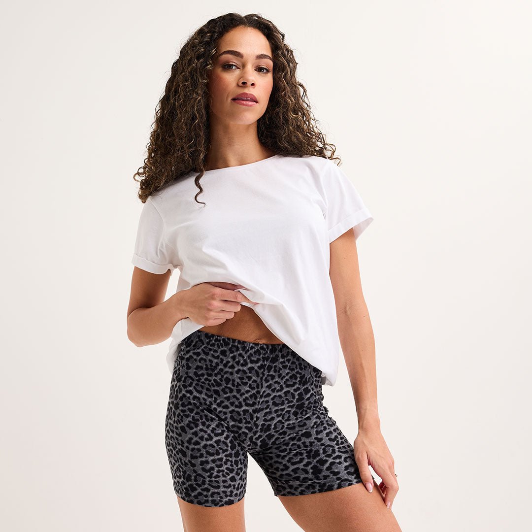 Ladies Grey Leopard Printed Cycling Shorts from You Know Who's