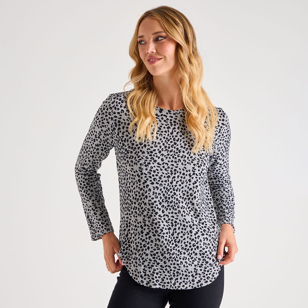 Ladies Grey Leopard Top from You Know Who's