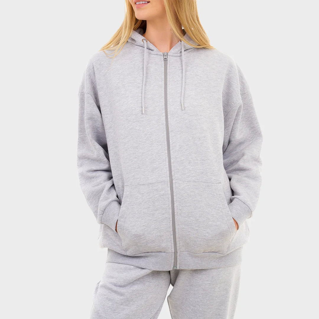 Ladies Grey Oversized Zip Hoodie from You Know Who's