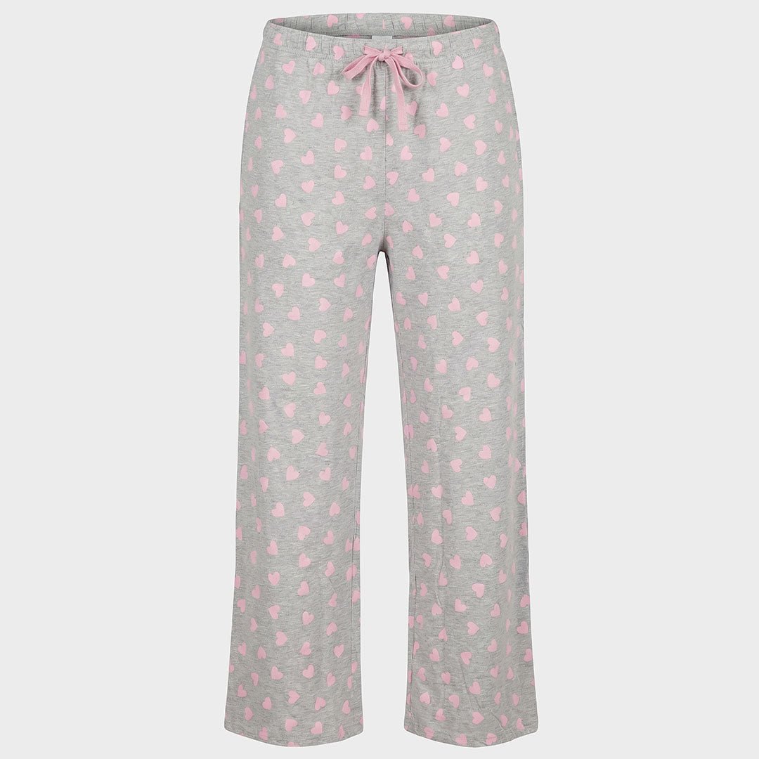 Ladies Grey Pink Heart PJ Bottoms from You Know Who's