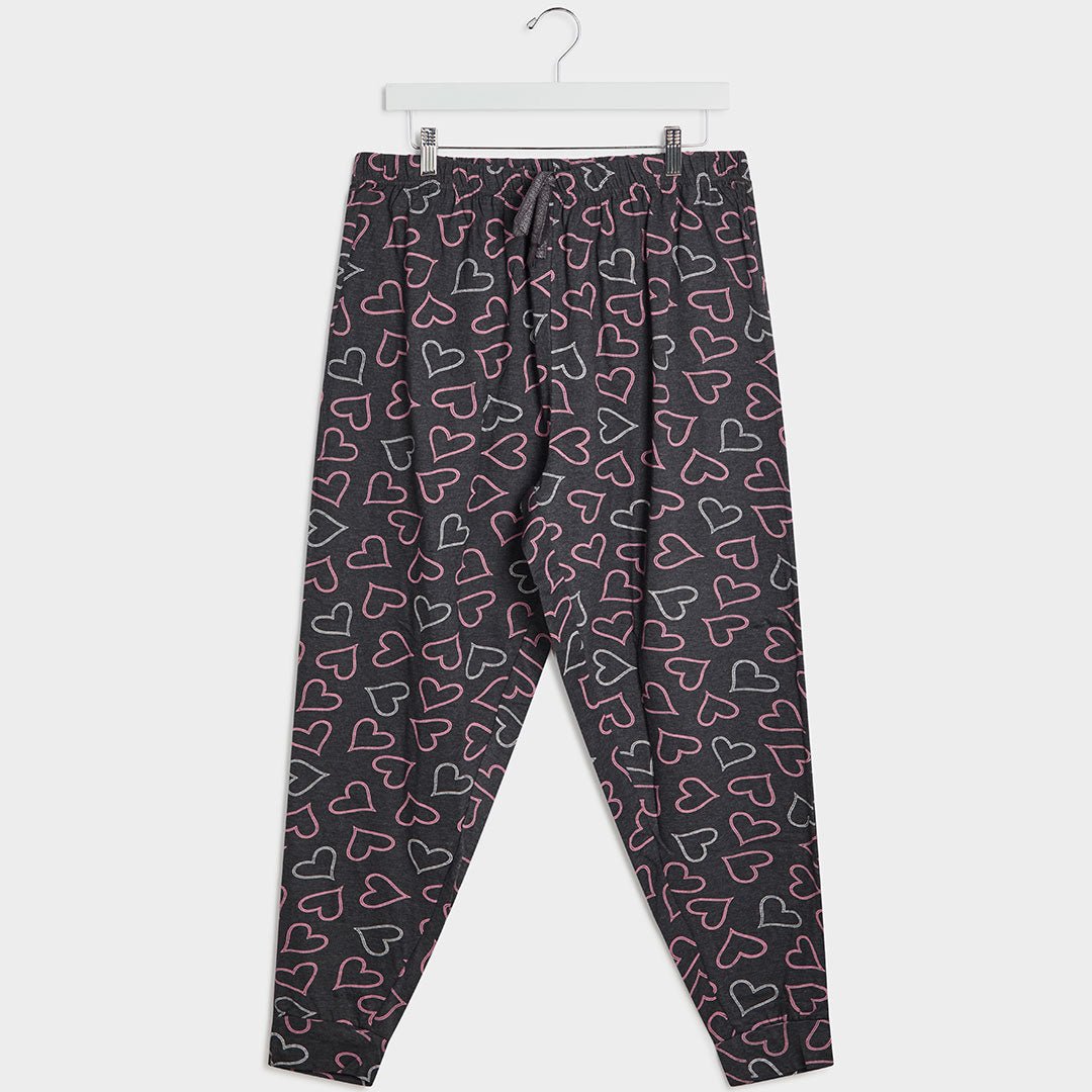 Ladies Grey Pink Heart PJ Bottoms from You Know Who's