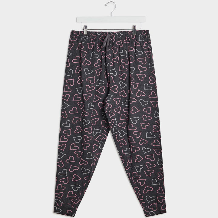 Ladies Grey Pink Heart PJ Bottoms from You Know Who's