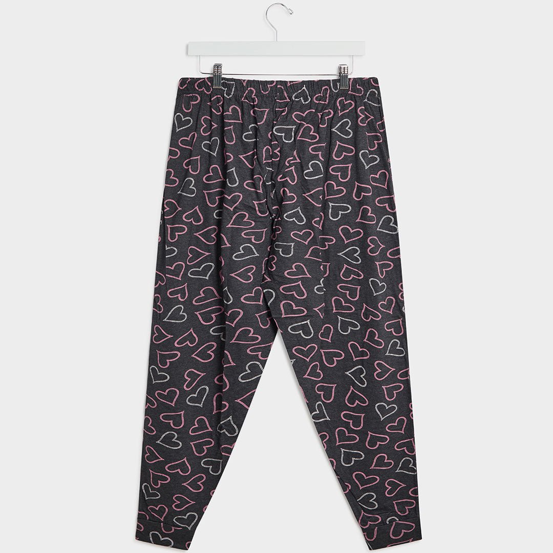 Ladies Grey Pink Heart PJ Bottoms from You Know Who's