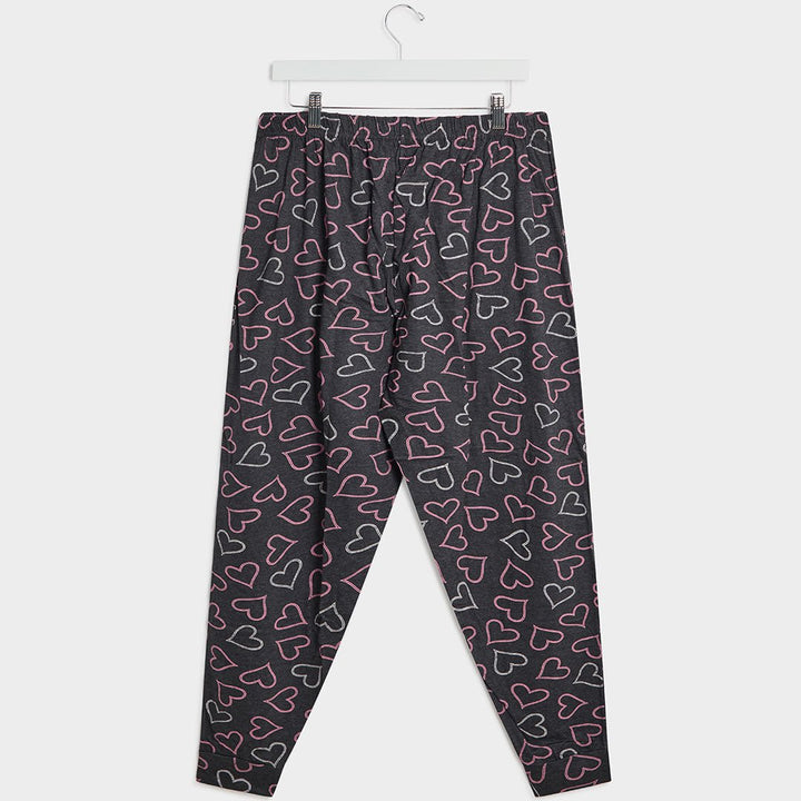Ladies Grey Pink Heart PJ Bottoms from You Know Who's