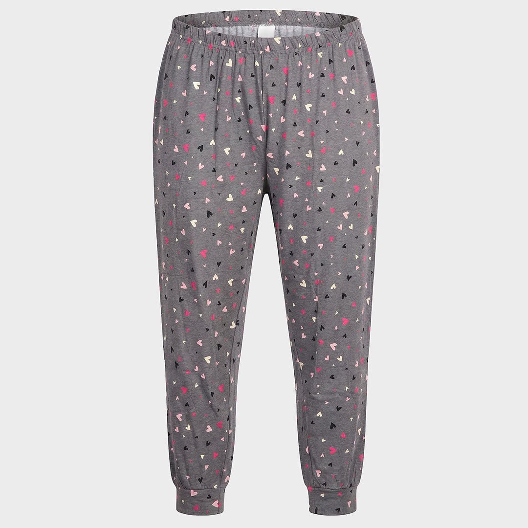 Ladies Grey Pink Heart PJ Bottoms from You Know Who's