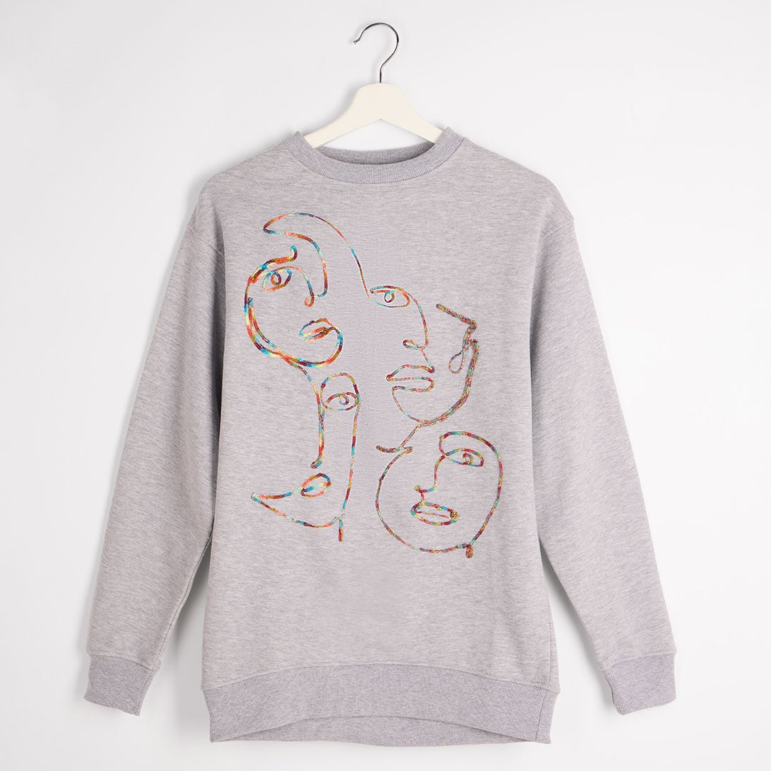 Ladies Grey Rainbow Thread Sweater from You Know Who's