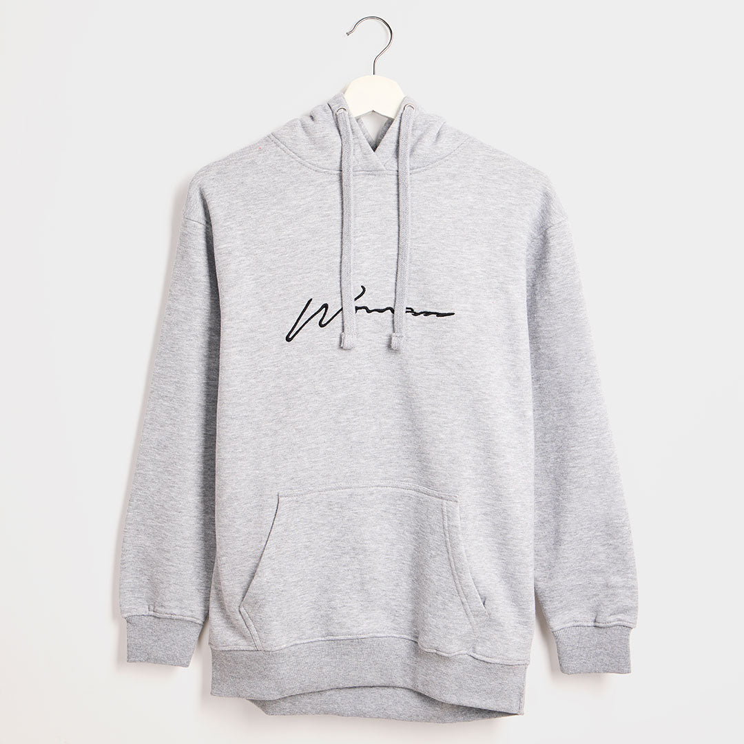 Ladies Grey Woman Slogan Hoodie from You Know Who's
