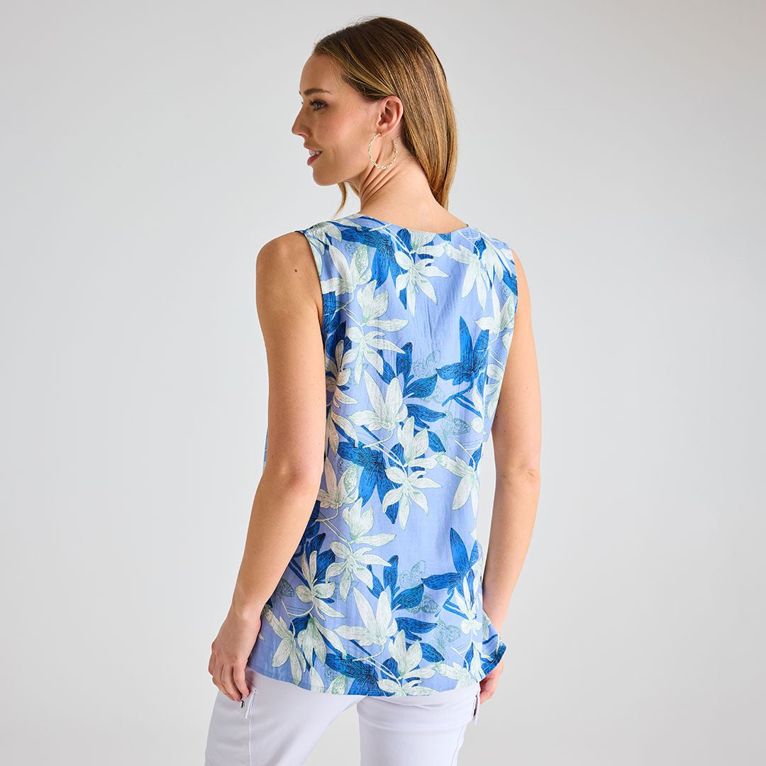 Ladies Hydrangea Palm Printed V - neck T-shirt from You Know Who's
